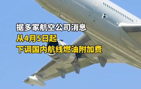 4月5日起国内航线燃油附加费下调